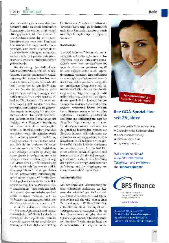 Vorschauseite 3: Aktuelle Rechtsprechung des Jahres 2010 zur Haftung der Chirurgen im Krankenhaus