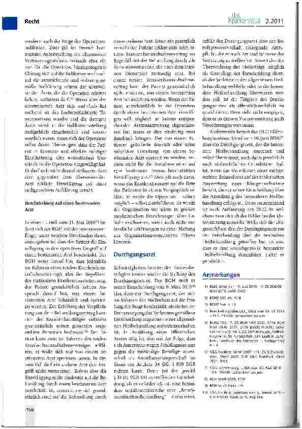 Vorschauseite 4: Aktuelle Rechtsprechung des Jahres 2010 zur Haftung der Chirurgen im Krankenhaus