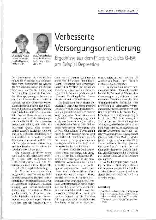 Vorschauseite 1: Verbesserte Versorgungsorientierung