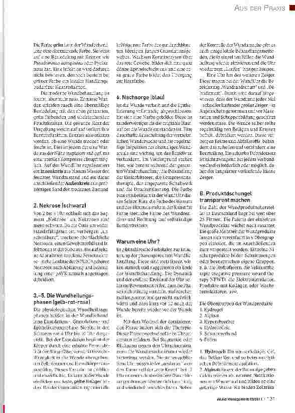 Vorschauseite 2: Die WundUhr - Ein interprofessioneller Pfadfinder im Dschungel der modernen, feuchten, phasengerechten Wundbehandlung