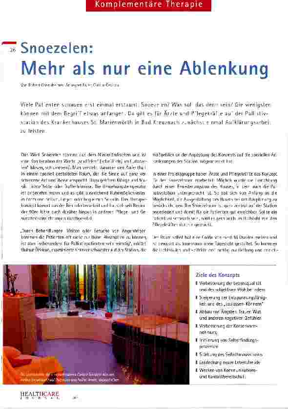 Vorschauseite 1: Snoezelen: Mehr als nur eine Ablenkung