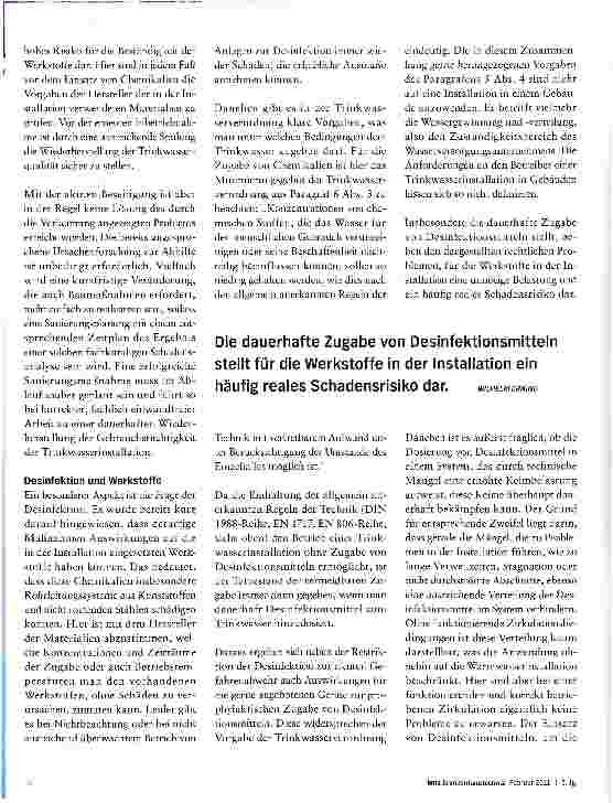 Vorschauseite 5: HYGIENISCHE TRINKWASSERINSTALLATIONDesinfektionsmaßnahmen überflüssig machen