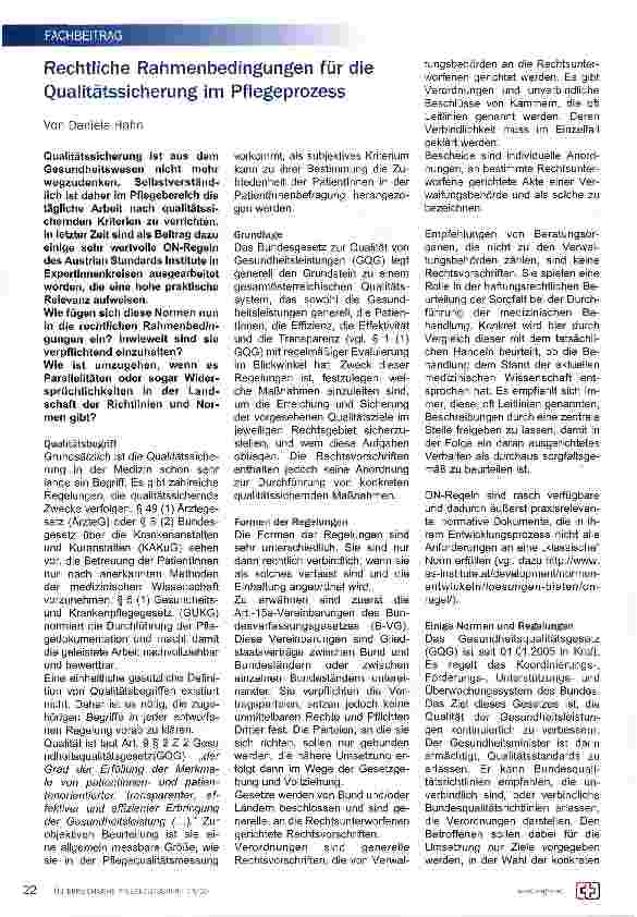 Vorschauseite 1: Rechtliche Rahmenbedingungen für die Qualitätssicherung im Pflegeprozess