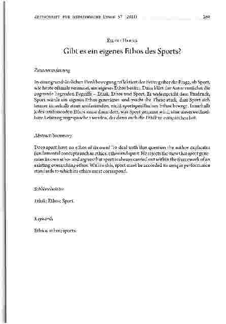 Vorschauseite 1: Gibt es ein eigenes Ethos des Sports?