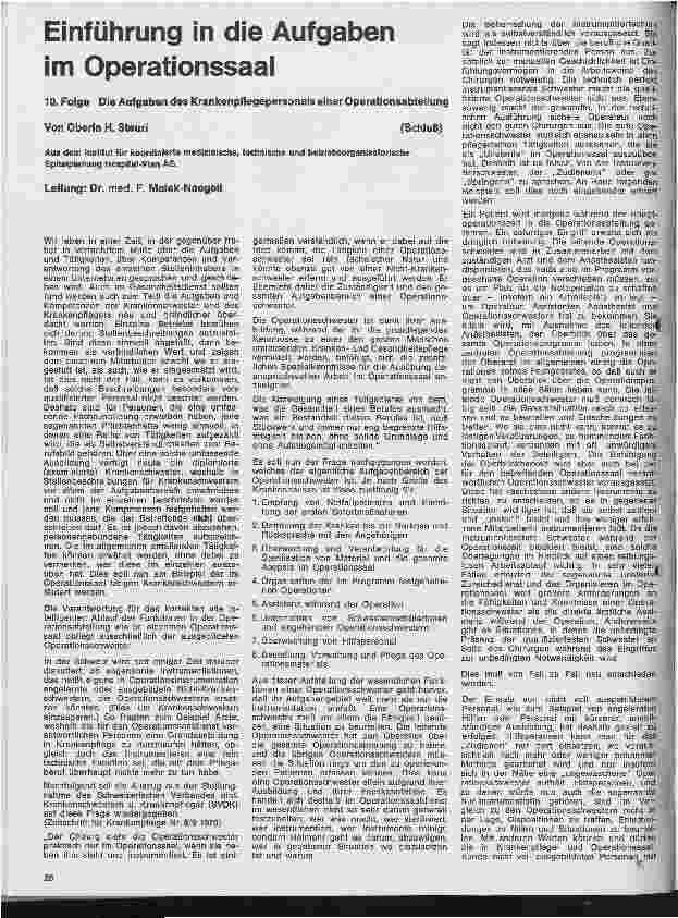 Vorschauseite 1: Einführung in die Aufgaben im Operationssaal 10. Folge: Die Aufgaben des Krankenpflegepersonals einer OP-Abteilung