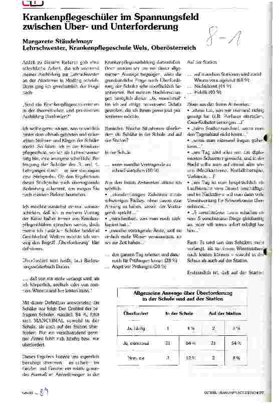 Vorschauseite 1: Krankenpflegeschüler im Spannungsfeld zwischen Überund Unterforderung