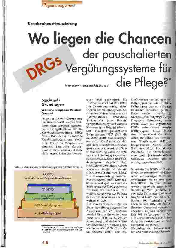 Vorschauseite 1: Wo liegen die Chancen der pauschalierten Vergütungssysteme für die Pflege? Krankenhausfinanzierung