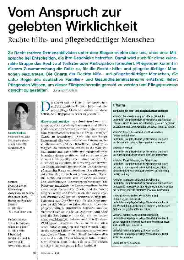Vorschauseite 1: Vom Anspruch zur gelebten WirklichkeitRechte hilfeund pflegebedürftiger Menschen