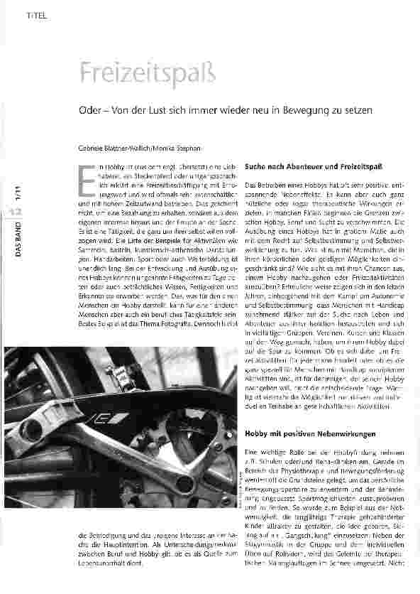 Vorschauseite 1: FreizeitspaßOder - Von der Lust sich immer wieder neu in Bewegung zu setzen
