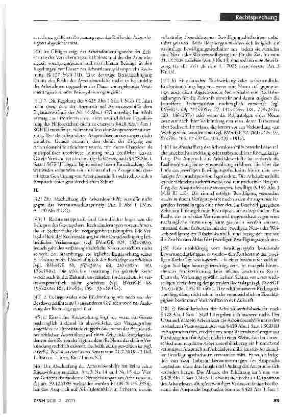 Vorschauseite 5: Anspruch auf Arbeitslosenhilfe und Eigentumsschutz; Verfassungsmäßigkeit der Abschaffung der Arbeitslosenhilfe; Vertrauensschutzprinzip; Zulässigkeit der Verfassungsbeschwerde