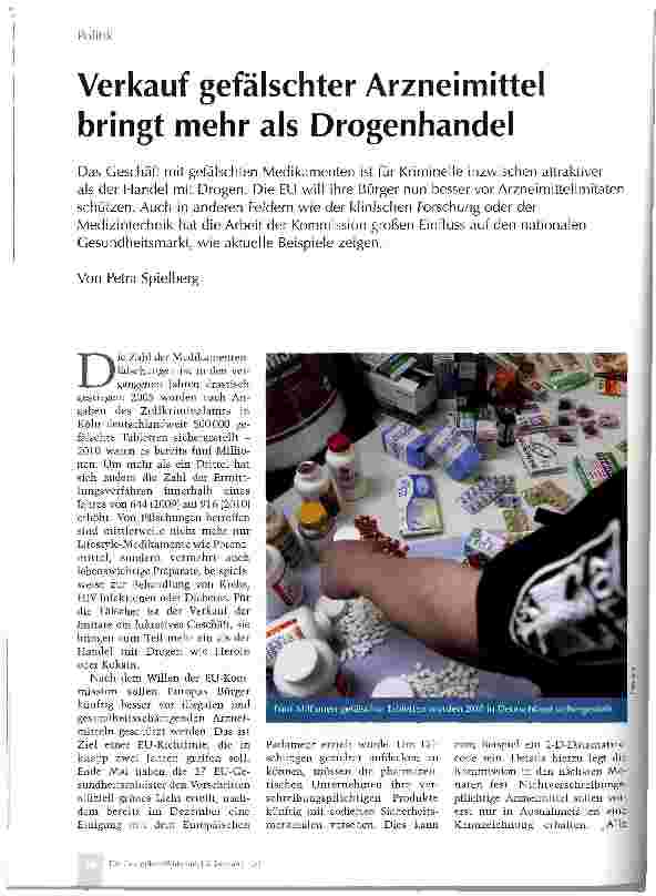 Vorschauseite 1: Verkauf gefälschter Arzneimittel bringt mehr als Drogenhandel