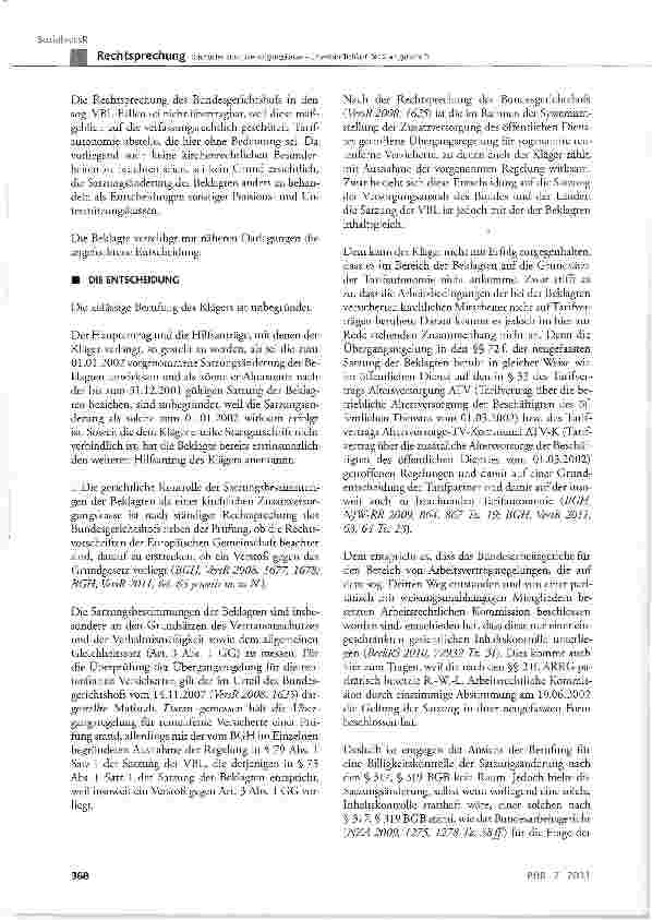 Vorschauseite 3: Kirchliche Zusatzversorgungskasse - Unverbindlichkeit der Startgutschrift