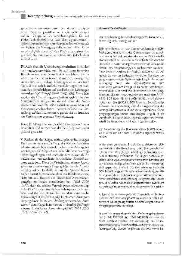 Vorschauseite 5: Kirchliche Zusatzversorgungskasse - Unverbindlichkeit der Startgutschrift