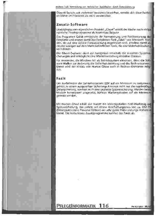 Vorschauseite 4: Vermeidung von technischen Ausfallzeiten durch Datensicherung Systemsicherung mit Norton Ghost (Teil II)