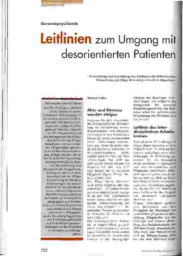 Vorschauseite 1: Leitlinien zum Umgang mit desorientierten Patieten