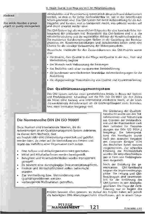 Vorschauseite 2: Qualität in der Pflege beginnt in der Altenpflegeausbildung Gruppenprojekt der DRK-Altenpflegeschulen