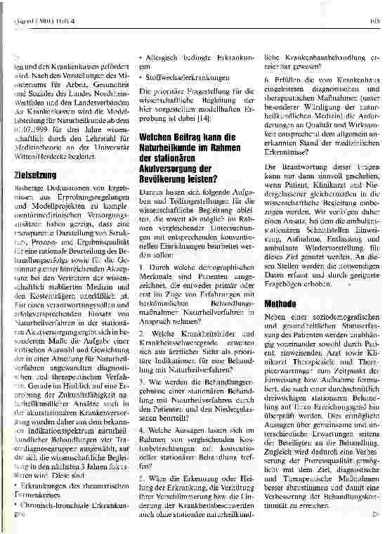 Vorschauseite 2: Evaluation stationärer naturheilkundlicher Behandlung Konzeption und erste Ergebnisse des Blankensteiner Modells