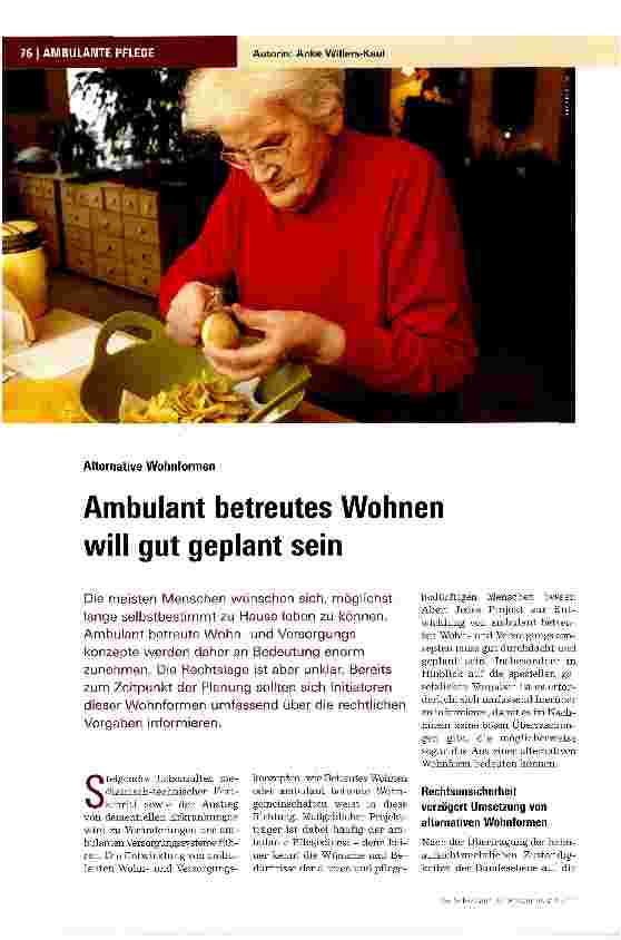 Vorschauseite 1: Ambulant betreutes Wohnen will gut geplant sein