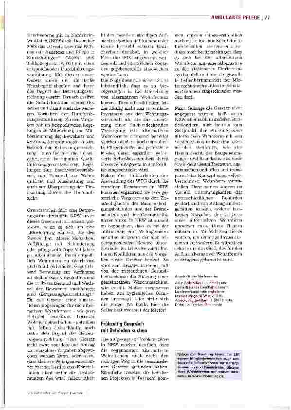Vorschauseite 2: Ambulant betreutes Wohnen will gut geplant sein
