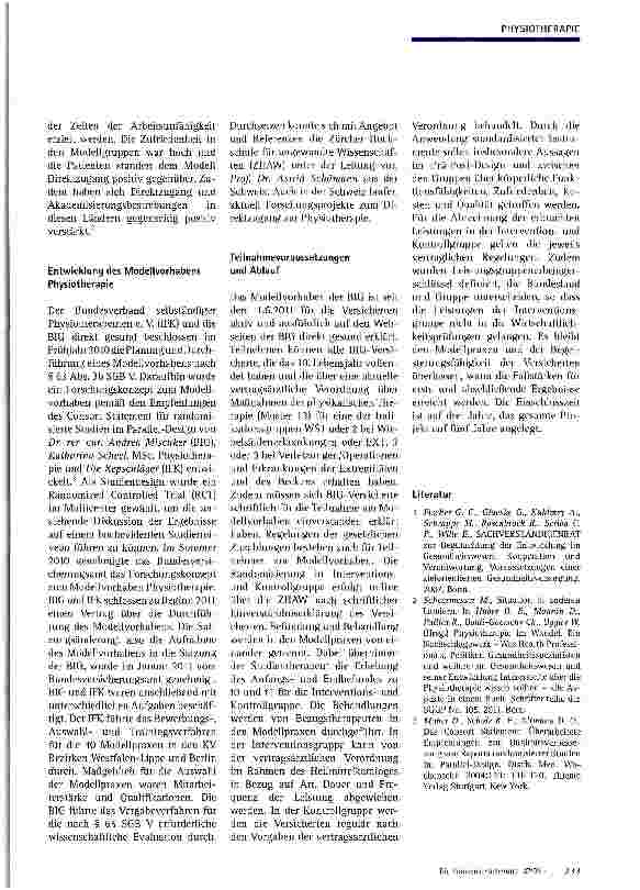 Vorschauseite 2: Neues Modellvorhaben Physiotherapie nach § 63 SGB V