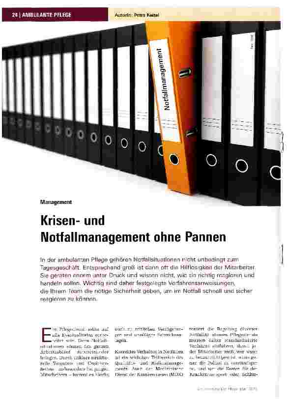 Vorschauseite 1: Krisenund Notfallmanagement ohne Pannen