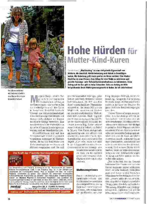 Vorschauseite 1: Hohe Hürden für Mutter-Kind-Kuren