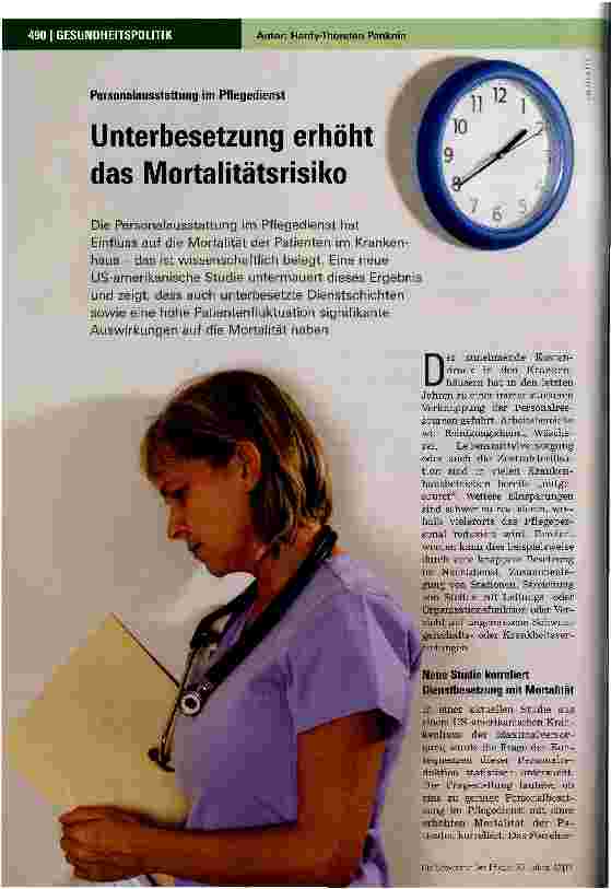 Vorschauseite 1: Unterbesetzung erhöht das Mortalitätsrisiko