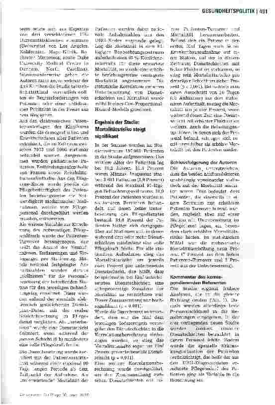 Vorschauseite 2: Unterbesetzung erhöht das Mortalitätsrisiko