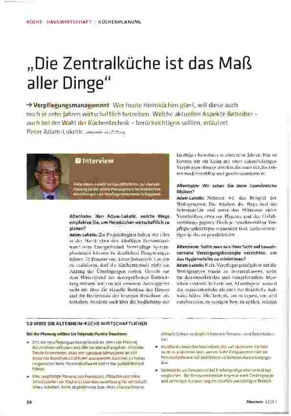 Vorschauseite 1: „Die Zentralküche ist das Maß aller Dinge