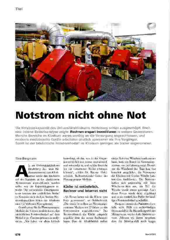 Vorschauseite 1: Notstrom nicht ohne Not