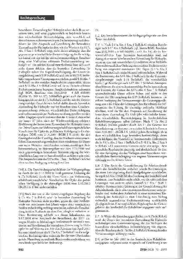 Vorschauseite 2: Besondere Zuwendung für Haftopfer des SED-Unrechtsregimes; Leistungen für Strafgefangene; Opferpension SCBII§7Abs. 4 SGBXII§2Abs. 1, 28 StrRehaG §§13 Abs. 4, 16 Abs. 1 und 2, 17a…