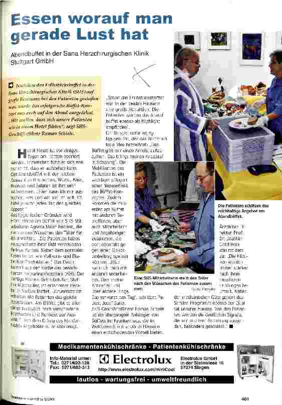 Vorschauseite 1: Essen worauf man gerade Lust hat Abendbuffet in der Sana Herzchirurgischen Klinik Stuttgart GmbH