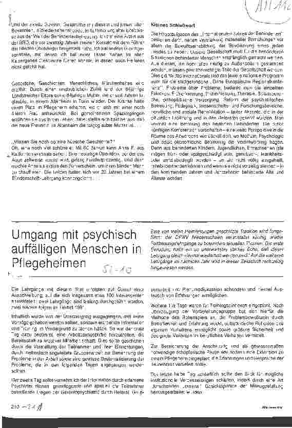 Vorschauseite 1: Umgang mit psychisch auffälligen Menschen im Pflegeheimen