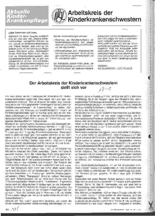 Vorschauseite 1: Der Arbeitskreis der Kinderkrankenschwestern stellt sich vor