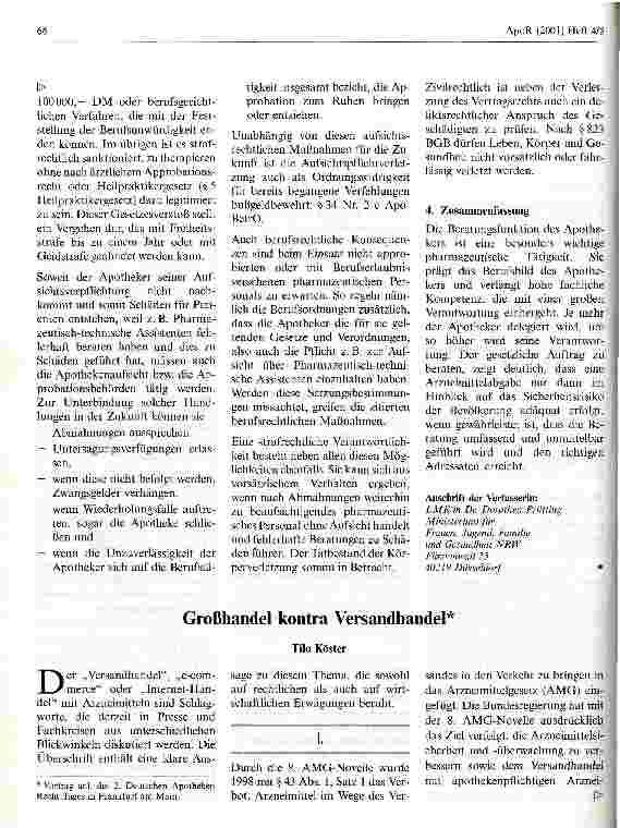 Vorschauseite 5: Die Beratungsfunktion des Apothekers aus rechtlicher Sicht