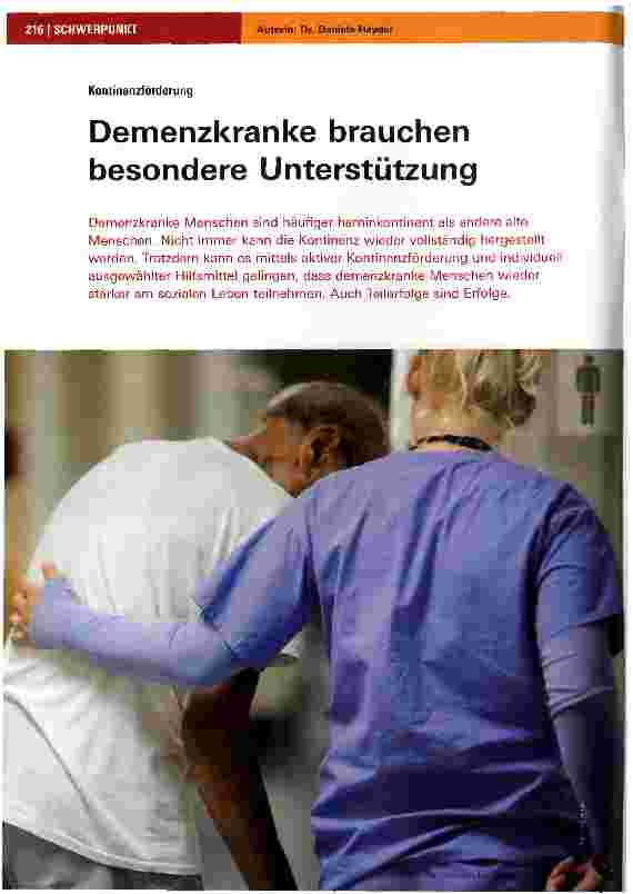 Vorschauseite 1: KontinenzförderungDemenzkranke brauchen besondere Unterstützung