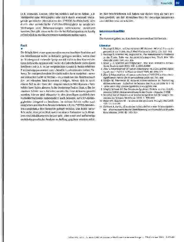 Vorschauseite 3: Schwere CYP2D6-assoziierte Medikamentennebenwirkungen bei Palliativpatienten - eine kasuistische Annäherung