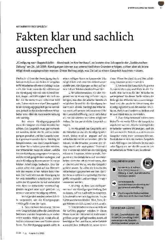 Vorschauseite 1: MITARBEITERGESPRACHFakten klar und sachlich aussprechen
