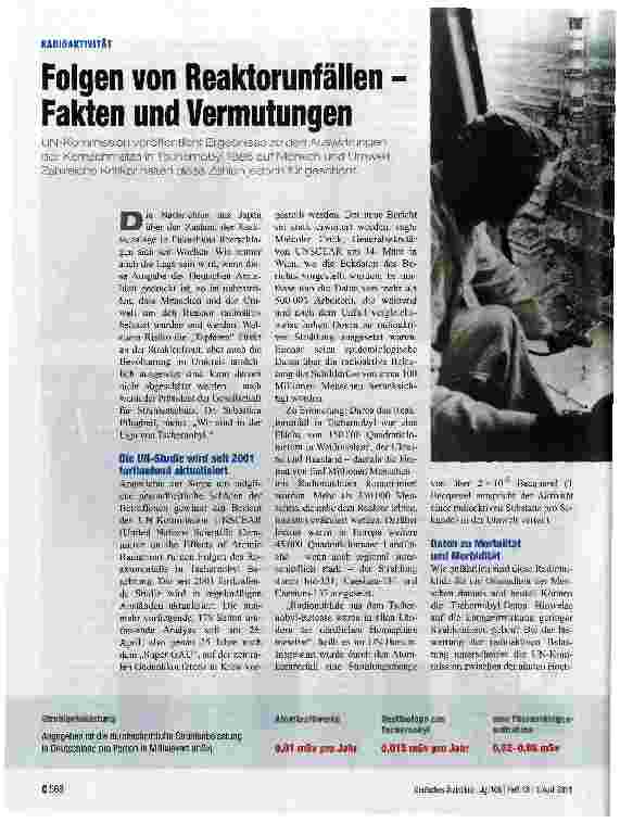 Vorschauseite 1: Folgen von Reaktorunfällen ■ Fakten und Vermutungen