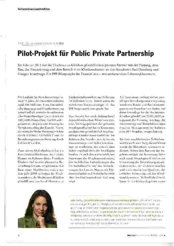 Vorschauseite 1: Pilot-Projekt für Public Private Partnership