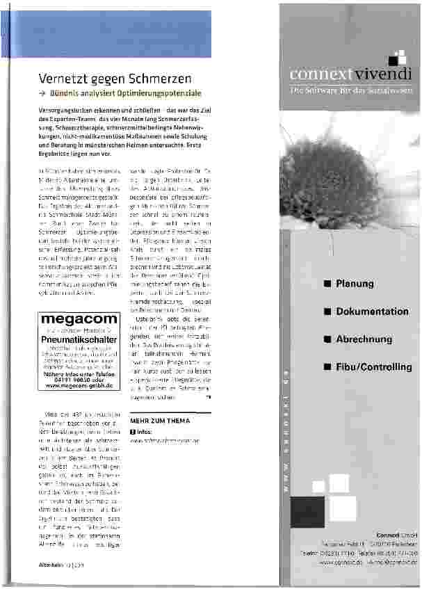 Vorschauseite 1: Vernetzt gegen Schmerzen Bündnis analysiert Optimierungspotenziale