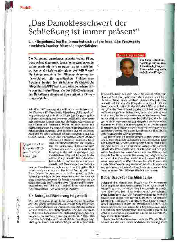 Vorschauseite 1: Das Damoklesschwert der Schließung ist immer präsent