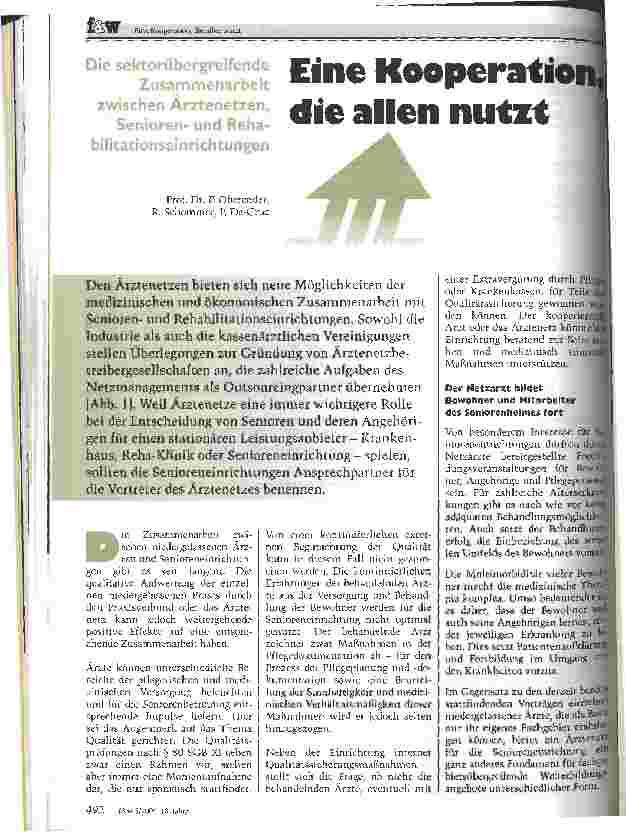 Vorschauseite 1: Eine Kooperation, die allen nutzt