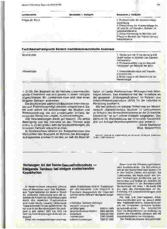 Vorschauseite 3: Weiterbildendes Studium für Lehrpersonal an Schulen des Gesundheitswesen an der Uni Osnabrück