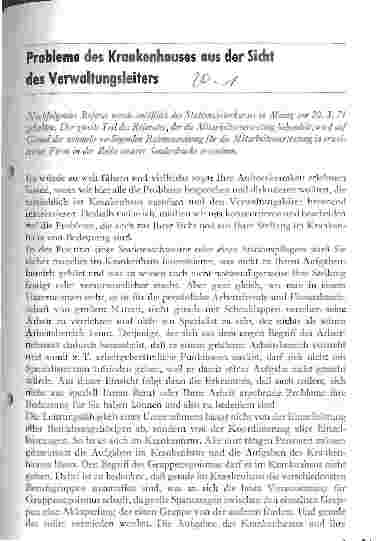 Vorschauseite 1: Probleme des Krankenhauses aus der Sicht des Verwaltungsleiters