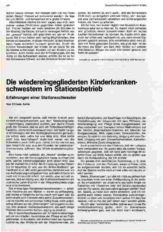 Vorschauseite 3: Als Hausfrau wieder zurück ins Berufsleben Neue Erfahrungen als Kinderkrankenschwester