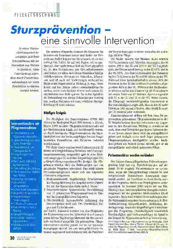 Vorschauseite 1: Sturzprävention - eine sinnvolle Intervention