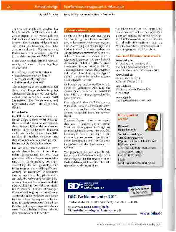 Vorschauseite 4: G-DRG-Version 2011 -Auswirkungen auf unser Fachgebiet