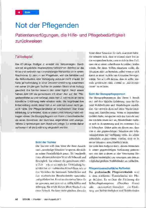 Vorschauseite 1: Not der Pflegenden Patientenverfügungen, die Hilfeund Pflegebedürftigkeit zurückweisen
