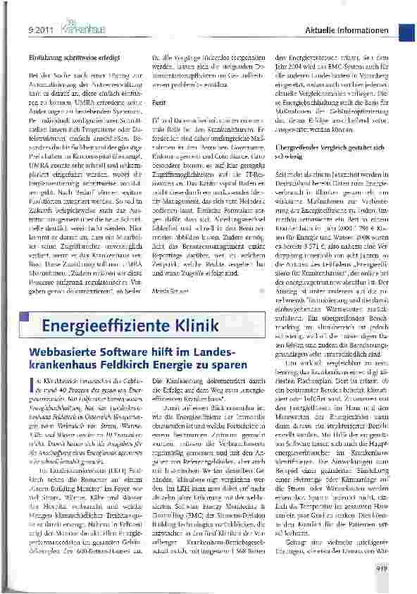Vorschauseite 1: Energieeffiziente Klinik